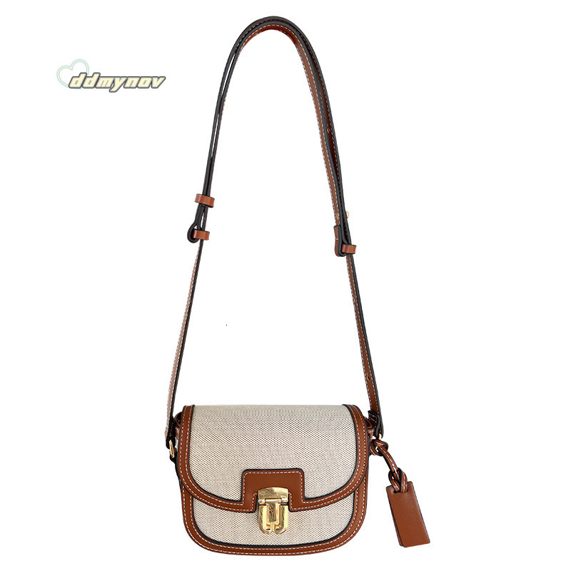 2025 Autumn New Korean INS Niche Color-Block Single Shoulder Crossbody Saddle Versatile Underarm Small Bag for Women ddmynov