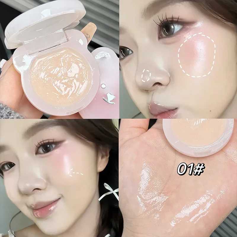 QIBEST Face Blush Hydrating Cream Beauty Girl Nude Makeup Natural Smudge Blush Palette Cheek Tint Highlighter Cosmetics BlusherXJ250609