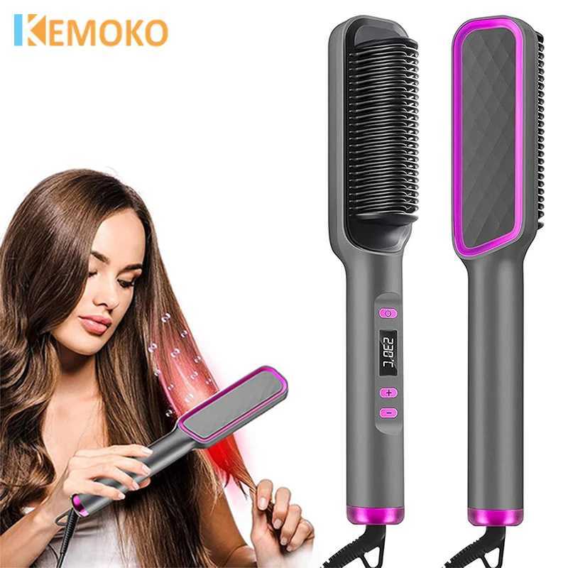 Electric Hot Comb Straight Hair Straightener Comb Straightening Brush Negative Ion Multifunctional Anti-Scalding Styling Tool W250610
