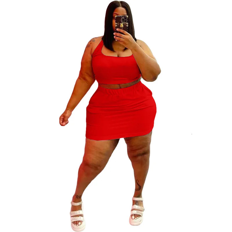 Summer Women Two Piece Outfits Wholesale Dress Sets Sexy Crop Tops and Skirt Suit with Short Casual Plus Size Sets Drop 250609