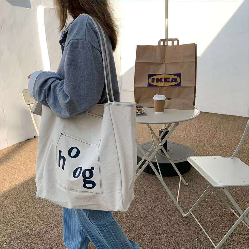 Artistic Ins Super Popular Canvas for Women, Single Shoulder Handbag, Large Capacity Shopping Bag, 2021 New Trend Simple Tote Bag