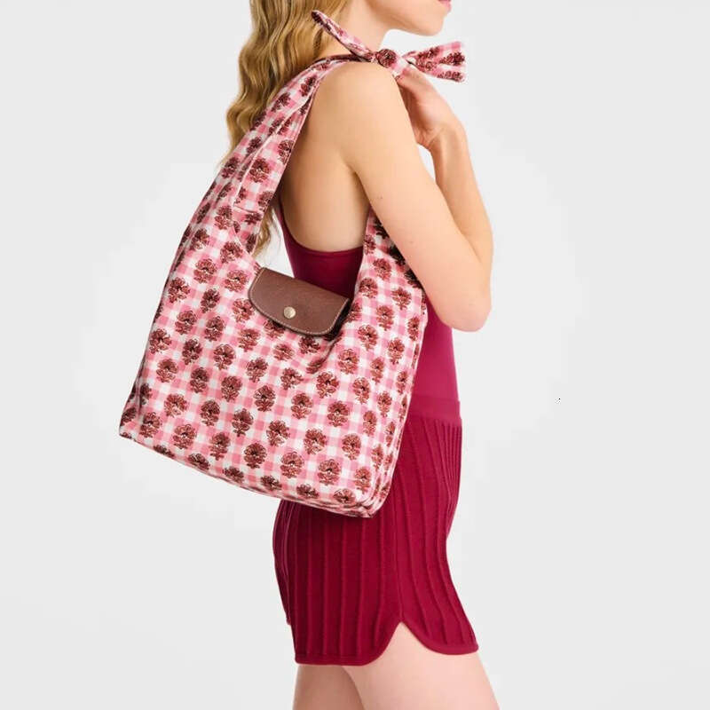 Trendy Niche Fashion Floral Knot Shoulder Underarm Flower Canvas Women's Bag 2025 Spring Summer New