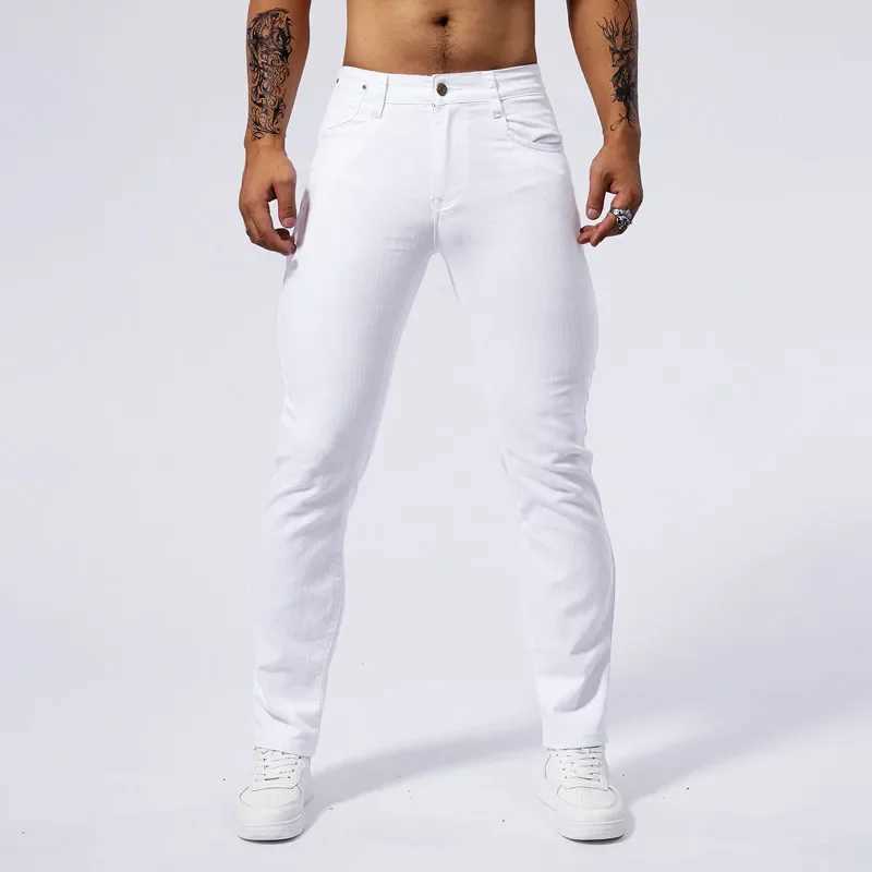 Mens White Casual Jeans New Denim Pants Comfortable Fashion Stretch Slim Fit Straight Trousers Male Clothing Streetwear M250610