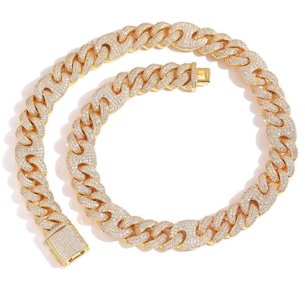 OACOCA Hip Hop 15mm Cuban Chain Iced Out Necklace for Men Designer Fine Fashion Necklaces Women Dainty Charms for Necklace