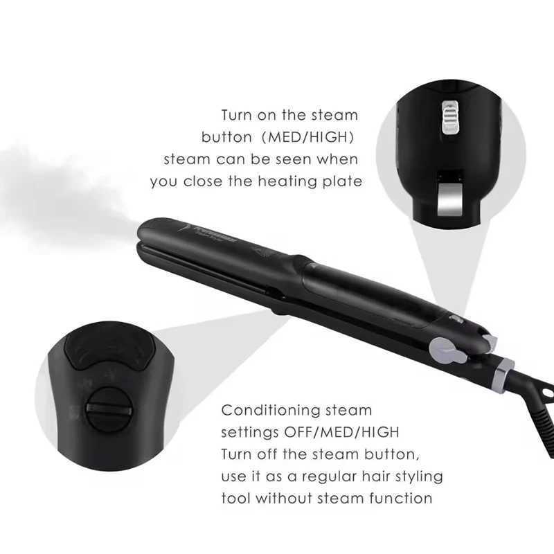 Professional Ceramic Hair Straightener Travel Iron Short Hair Temperature Adjustable LED Display PTC Plate W250610