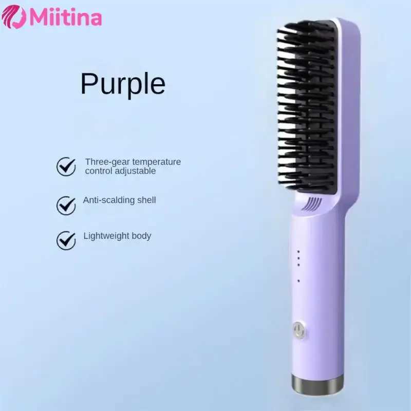 Electric Hot Hair Straighteners Hot Comb and Straightening Brush Hair Styling Appliances Home Portable Curling Mini Negative Ion W250610