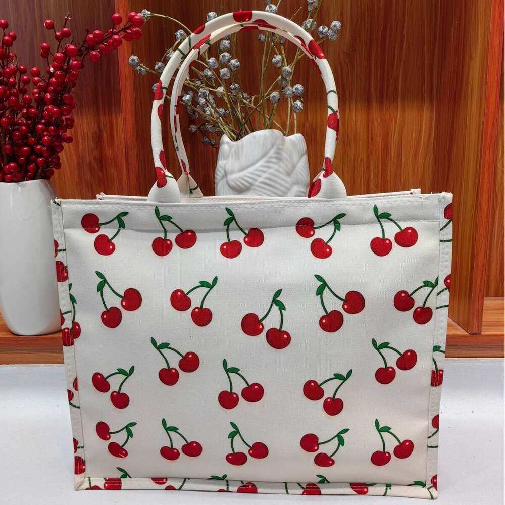 2024 New Canvas Embroidered Digital Print Student Large Capacity Tote Office Commute Striped Bag