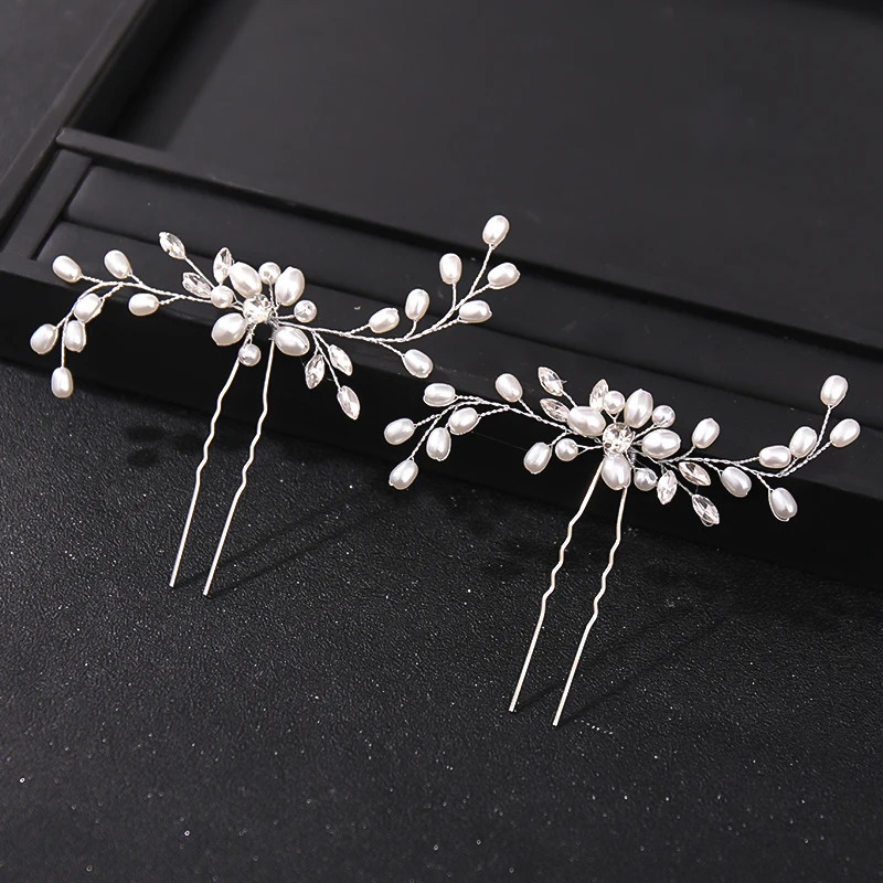 Fashion Crystal Pearl Rhinestone Hairpins Stick Hair Clip For Women Bridal Hair Accessories Party Wedding Hair Clips Jewelry 250610