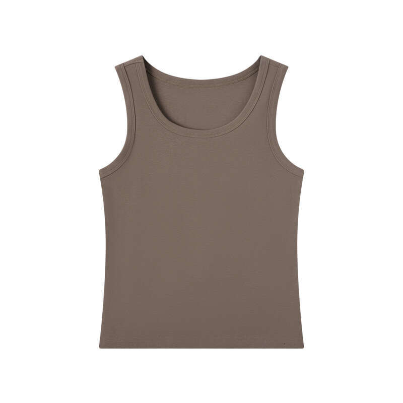 2025 American Tank Top for Women Sleeveless Inner Wear Sexy Round Neck Korean Style Small Camisole Summer-grey