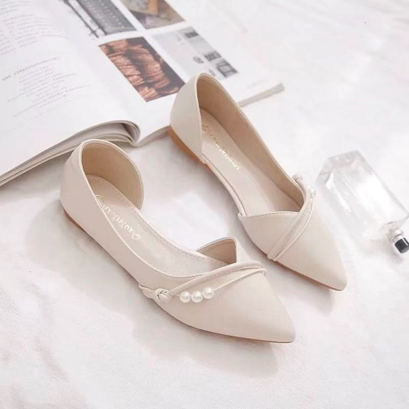French Style Side Hollow Single Shoes For Women Spring New Pointed Toe Flat Evening Fairy Gentle Soft Leather sandal Loafers Ddmysaturn