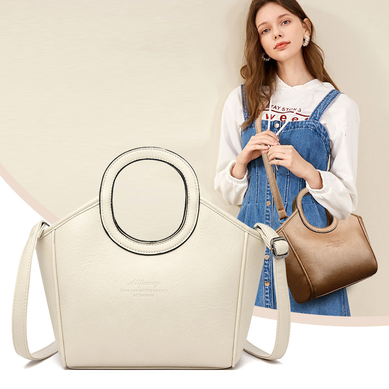 Free Shipping New Leather Handbag Designer Shoulder Bag For Women Large Capacity Bucket Bag Fashionable Commuting Mom Tote Bag