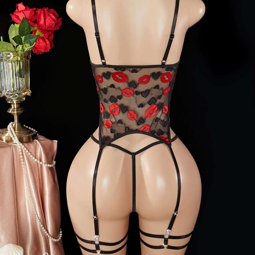 Spell Lingerie Porn Suits Patent Leather Lace Embroidery Patchwork Sexy Lingerie Temptation Binding Passion Flirting Set Sexy Lingerie