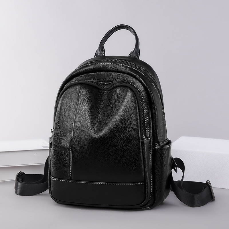 Women's 2025 New Style Textured Soft Leather Fashion Large Capacity Simple Commuter Ladies Backpack