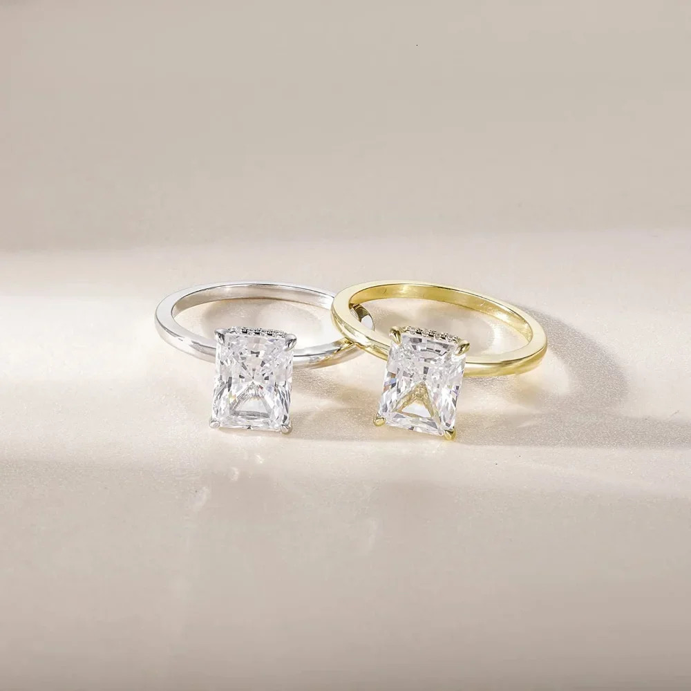 Trumium 3CT 925 Sterling Silver Engagement Rings Radiant Cut Solitaire Cubic Zircon Wedding Promise Ring Wedding Bands for Women 250610