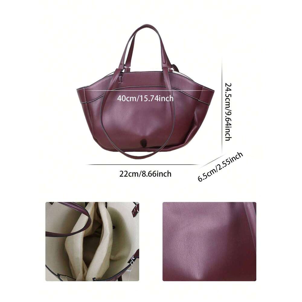 2024 Autumn And Winter New Women's Bags Brown Large Capacity Portable Shoulder Bury Commuting Shopping Bag Versatile Cas