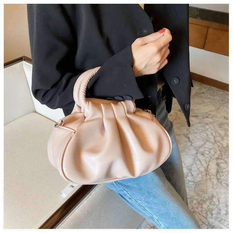 Women's Crossbody Retro Pleated Girls Vintage Cloud Handbag Shoulder Bags Mini Messenger Bag