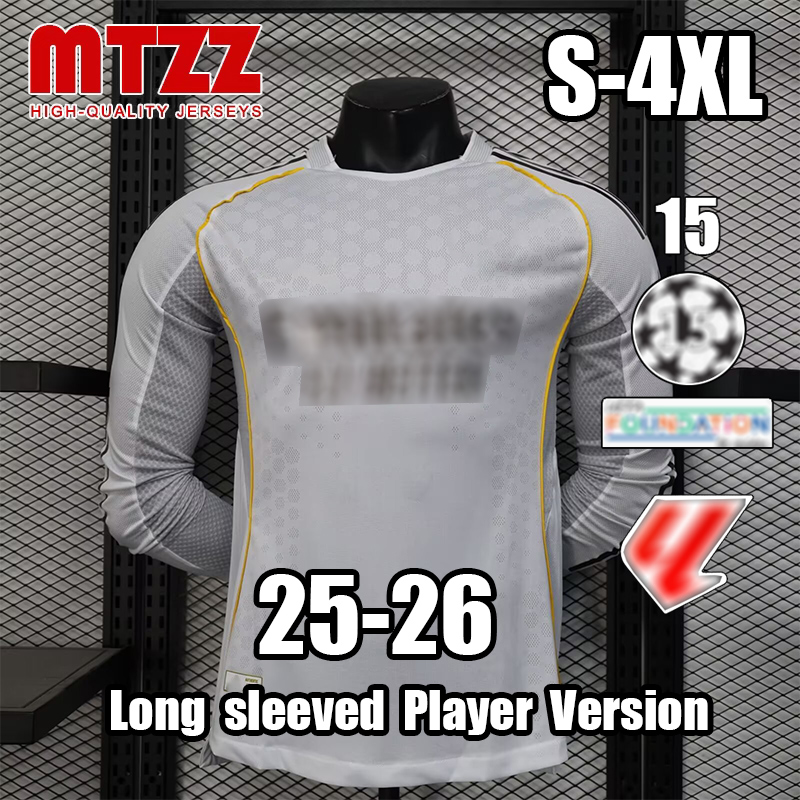 MTZZ 25 26 RealS Madrids Soccer Long Sleeves Player Version Jersey Home Away Third Pre Match Special Mens Uniforms Jerseys Man Top Football Shirt 2025 2026 Slim Fit