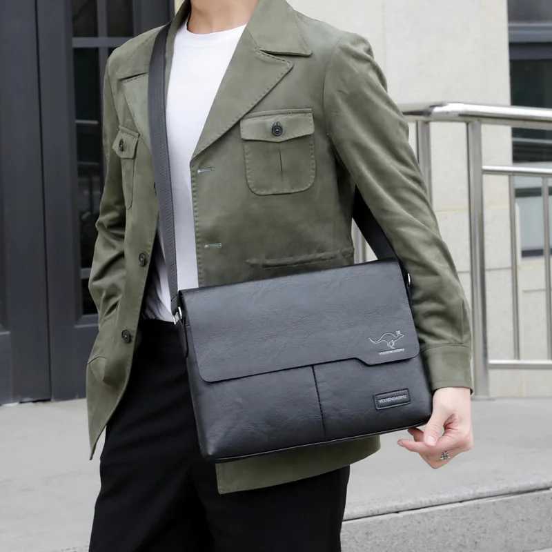 Mens Briefcase Male Executive Document Shoulder Vintage Business Work PU Leather Messenger Crossbody Side Simple Casual Bag W250610