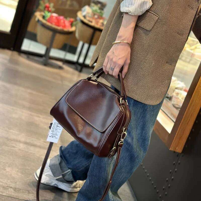 Designer Bag Genuine Leather Retro New Casual Versatile Crossbody Premium Sense Single Shoulder Pillow Bag Handbag