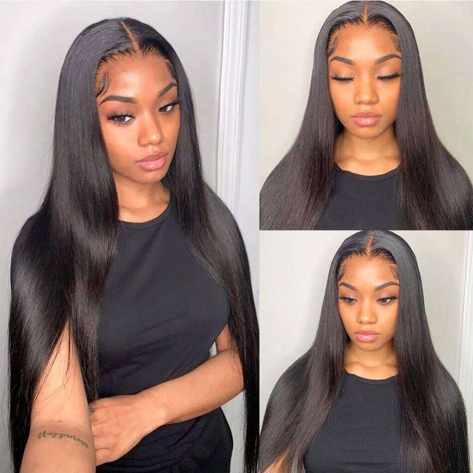 HD Transparent 13x6 Front For Women Pre Plucked Raw Indian Bone Straight 13x4 Lace Frontal Human Hair Wigs