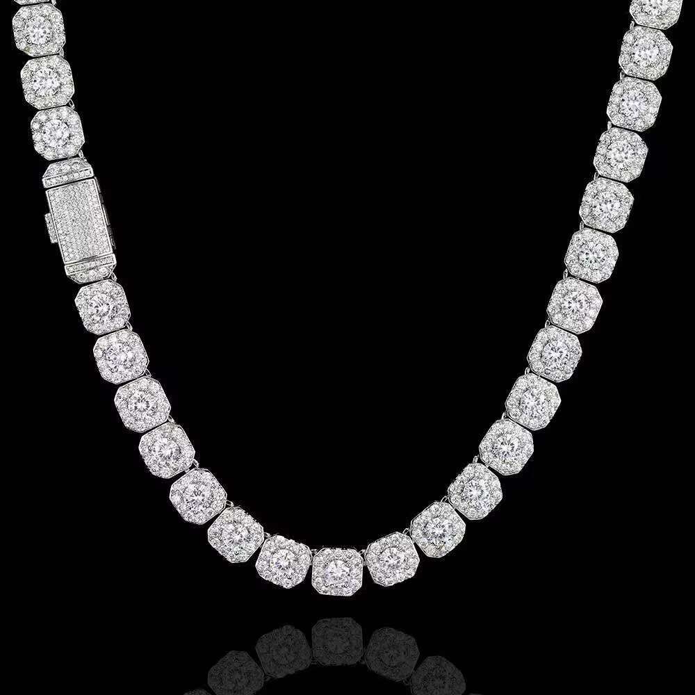 OACOCA Hip Hop Custom 925 Sterling Silver Moissanite Mens Diamond Iced Out Tennis Chain Necklace Fashion Jewelry