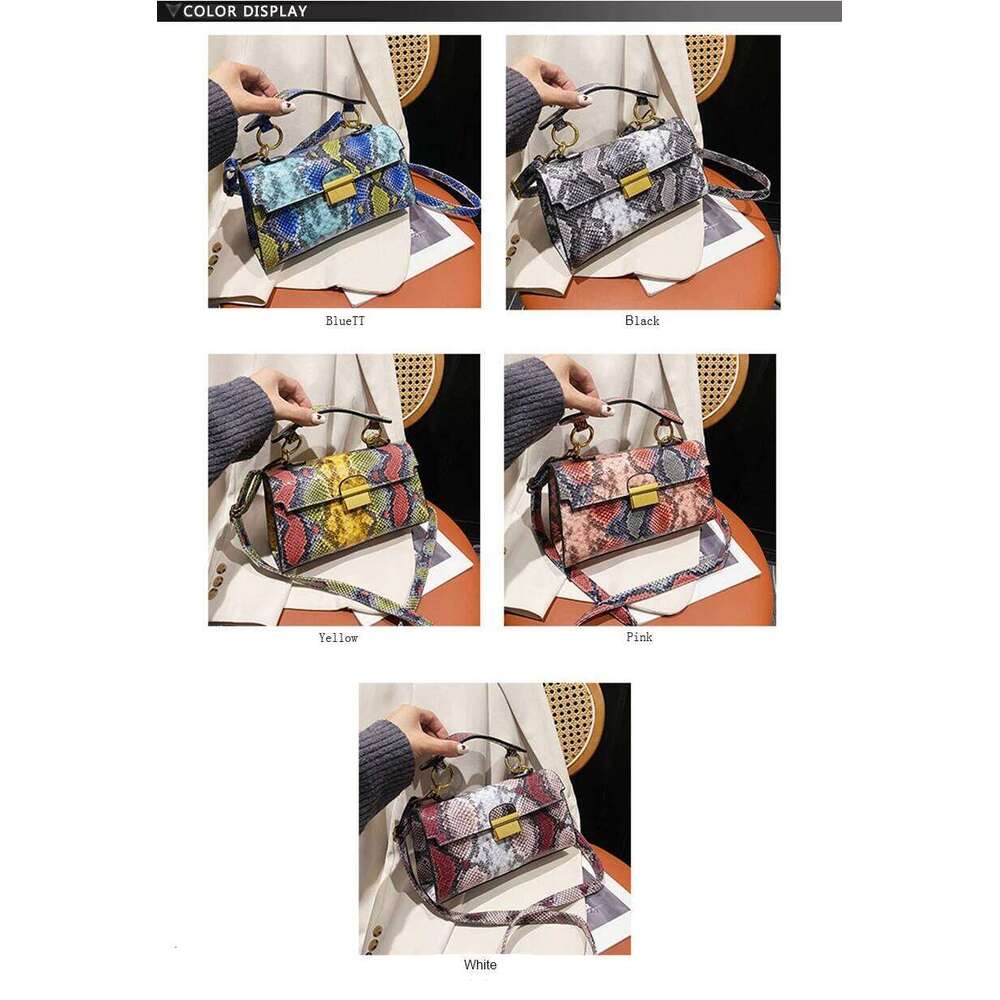 New Brand Designer Handbag Women Snake Pattern Leather Crossbody Purses Fashion Small Shoulder Bag Square