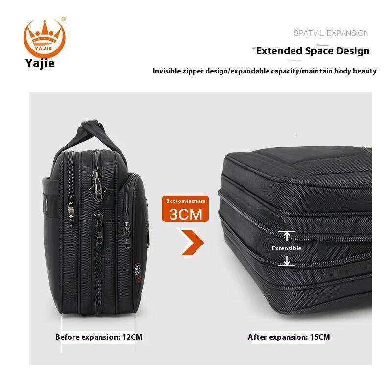 Business Men's Briefcase Canvas Waterproof Large Capacity 15.6 Inch Laptop Work Business Bags Official Office Bag