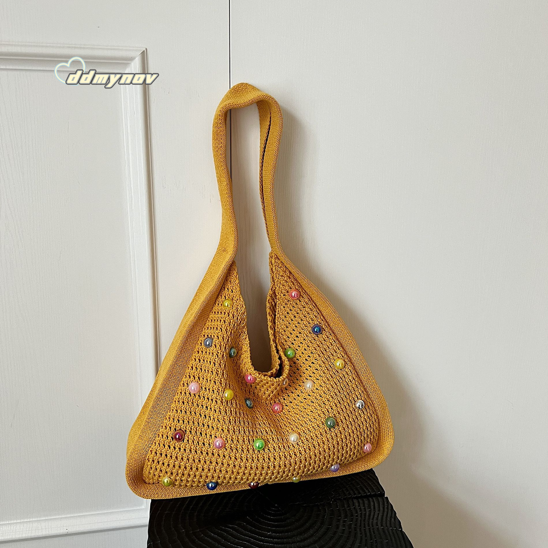 Korean Style Lazy Woven Underarm Pearl Large Capacity HOBO Women's Fashion Fresh Versatile Casual Shoulder Bag ddmynov