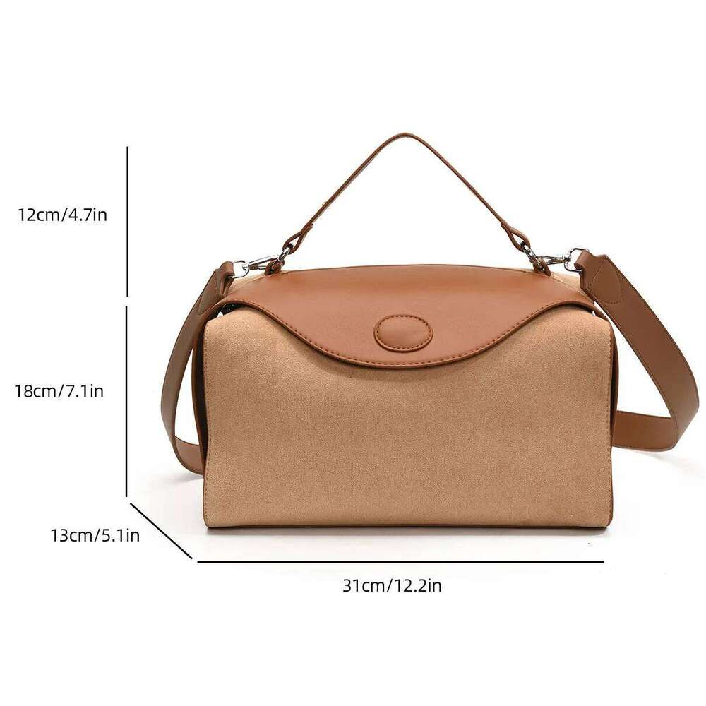 Womens Leather Handbag Designer Fashion Autumn Winter Big Boston Tote Soft Matte Suede Lady Versatile Shoulder Crossbody Bag