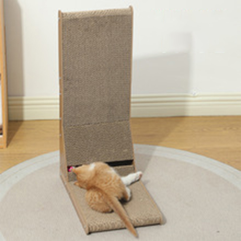 Cross border popular cat scratching board L-shaped vertical corrugated paper grinding claw artifact durable and non shedding cat scratching column sou