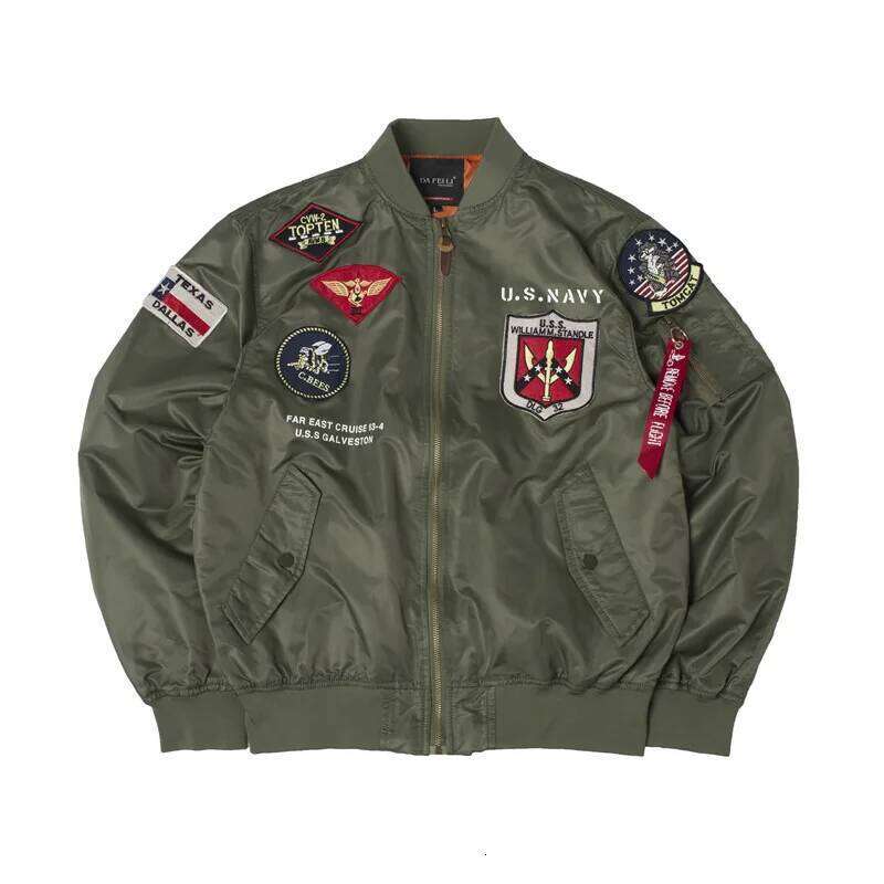 High Quality Military Fashion Casual Boy Youth Lightweight Top Gun Patch Embriodey Streetwear Ma1 Satin Flight Bomber Jacket Men