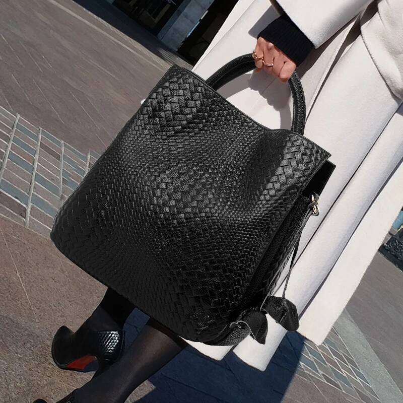 Aidrani Women's Genuine Leather Handbag With Luxurious Woven Patterns Is A Large Capacity And Fashionable Cowhide Bag