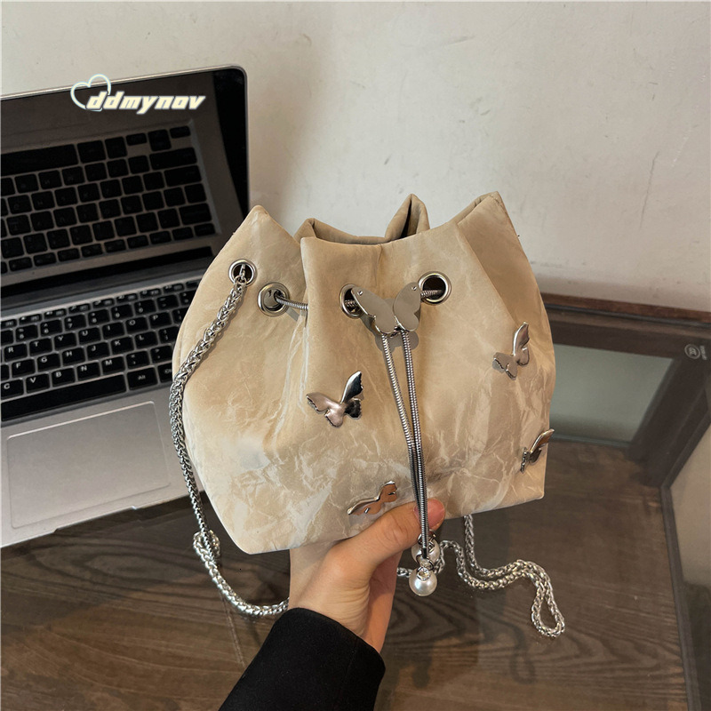Autumn Super Popular Niche for Women 2024 New Fashion Versatile Chain Crossbody High-end Single Shoulder Bucket Bag ddmynov