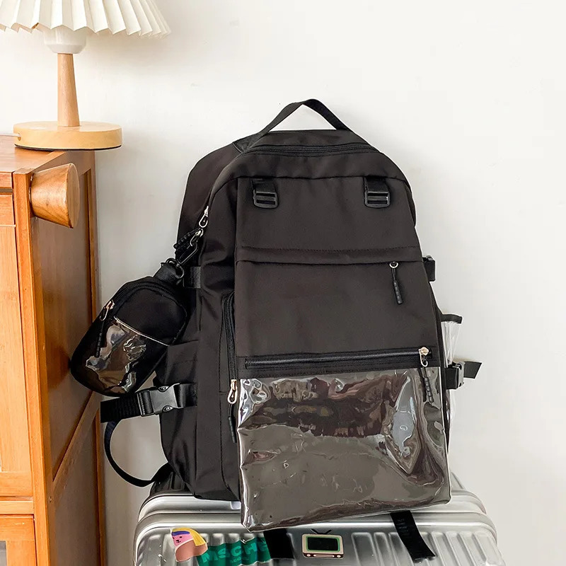 Transparent Vintage Pockets Students Backpacks Y2k Aesthetic Women Casual All Match Schoolbags Korean Trendy Streetwear Ita Bags 250606