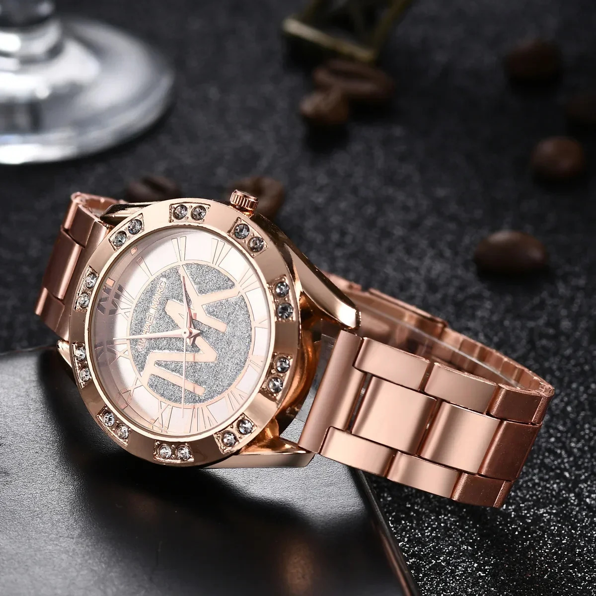 Women Crystal Diamond Watches Gold WristWatch Stainless Steel Womens Watch Clock Leisure Reloj Mujer TVK 250606