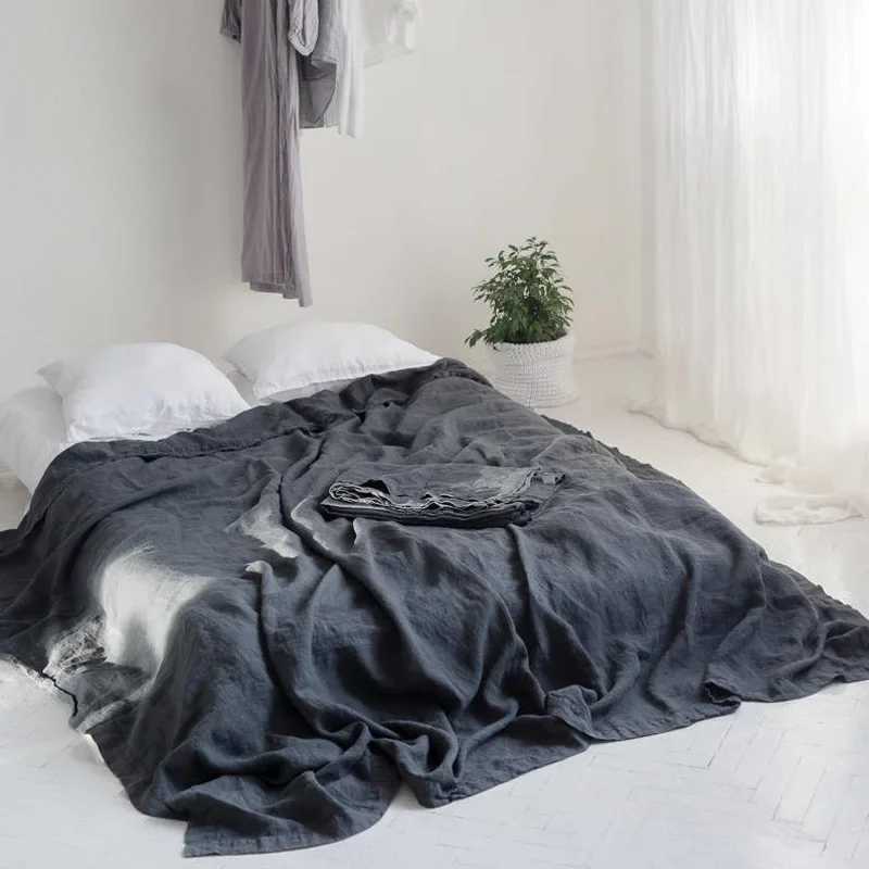 Pure Linen Bed Sheets 100% Stone Washed French Linen Solid Color Breathable and Durable for Hot Sleepers 1 PC Flat Sheet Y250611