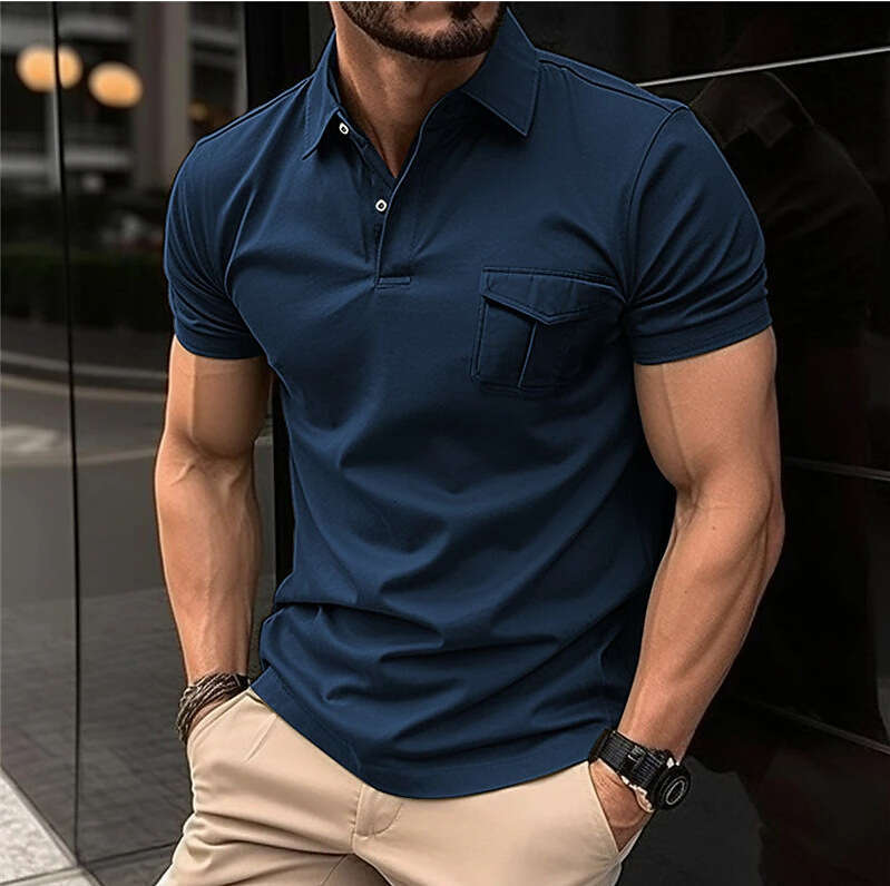 Autumn New With Pocket Men's Sports Polo Shirt B5