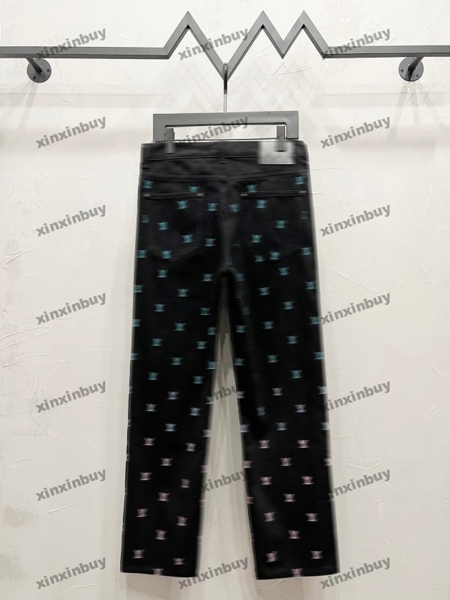 xinxinbuy Men women designer jeans pant contrast color gradient letter embroidery Paris denim Casual pants black blue gray green M-3XL