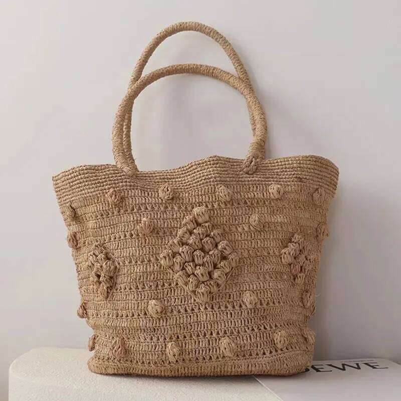 NEW Summer Women Large Capacity Shoulder Raffia Straw Basket Handbag Fashion Female Designer Beach Bag Shopper Tote