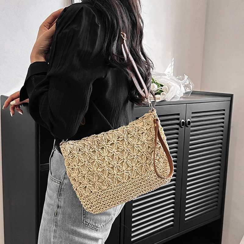 Straw Crossbody Bags for Women Summer Woven Shoulder Bag Purse Raffia Beach Wristlet Crochet Handbag Purse for Women XJ250610