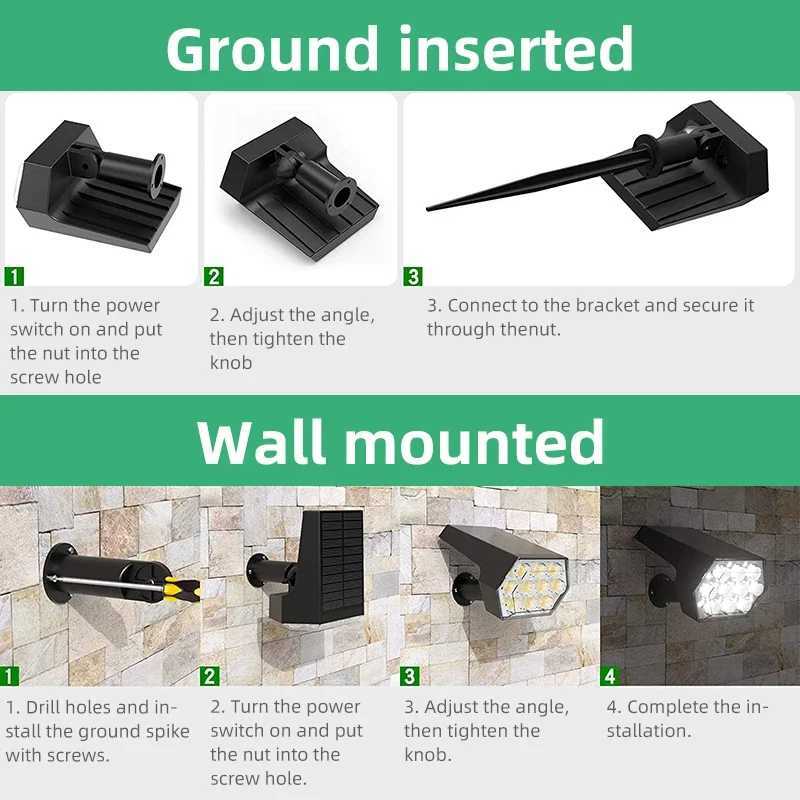 Solar Lights Outdoor 92 LED Solar Spot Lights Outdoor IP67 Waterproof Solar Garden Lights 2 In 1 for Yard Garden Porch Z250610