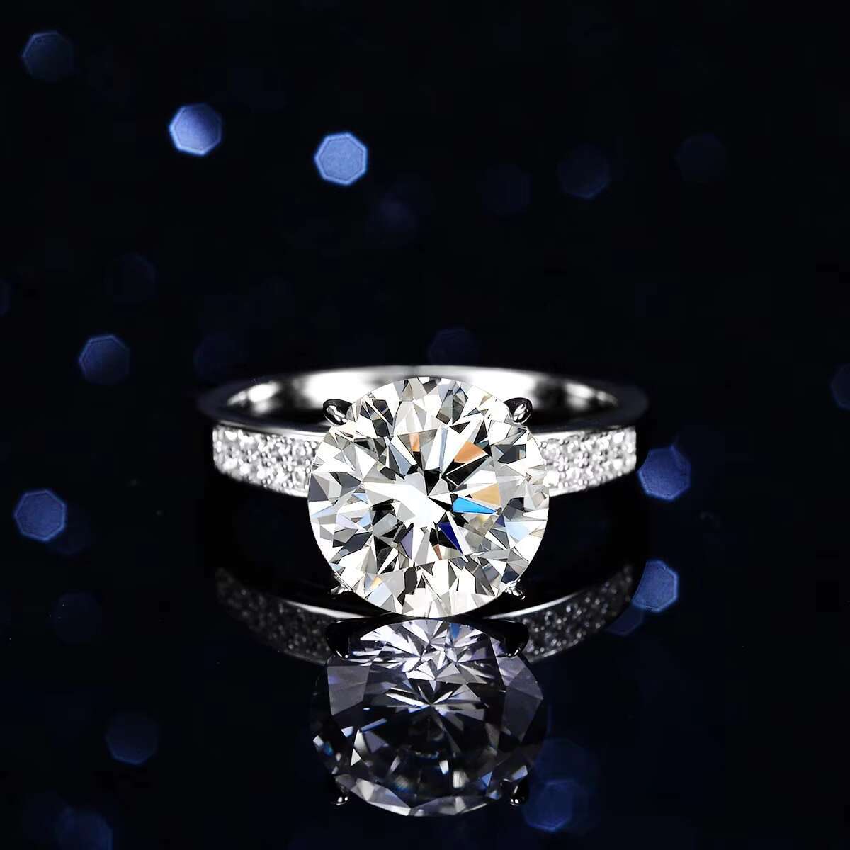 Fine Jewelry Fashion 925 Sterling Silver Ring 5ct Women Diamond Moissanite Ring Rings