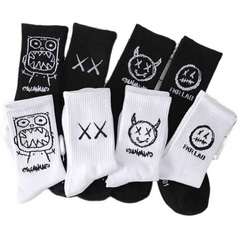 1Pc Mens Mid-calf Socks Couples Trendy Hip-hop Street Skateboarding Basketball And Sports Socks Z250610