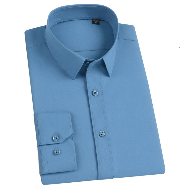 Quality Men Shirt Bamboo Fiber Long Sleeve Anti-Wrinkle Non-ironing Slim Fashion Casual Business Office White Formal Shirt 5XL 250611