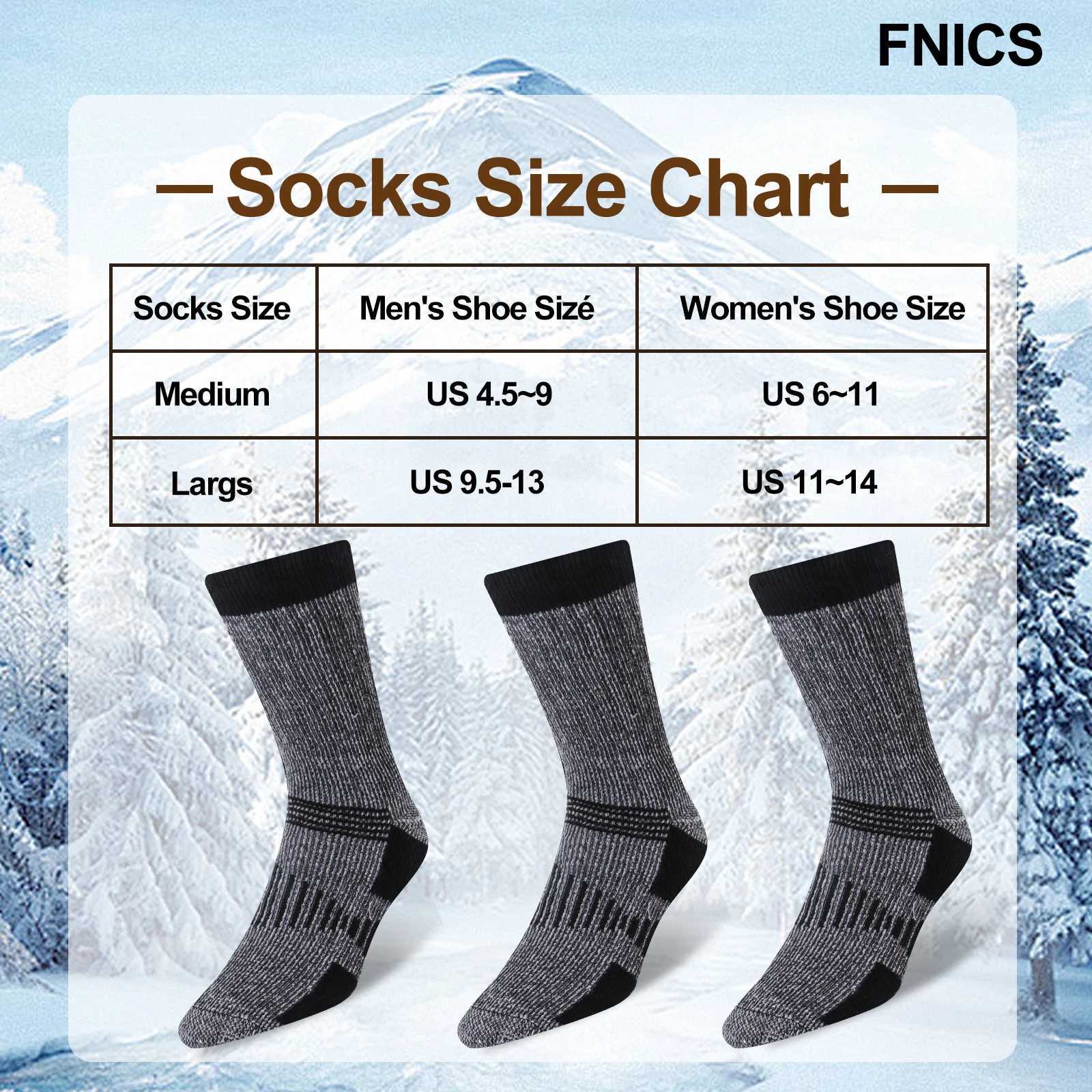 3 Pairs Men Women Merino Wool Crew Socks Thickened Thermal and Warm Socks for Winter Work Outdoor Hiking Running Sports Large Z250610
