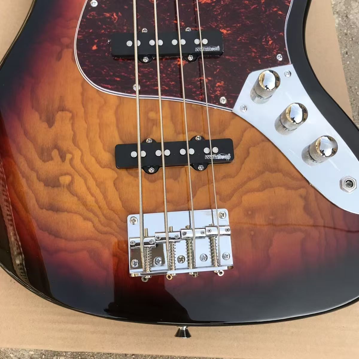Elegant Sunlit Red Tone Lefty Electric Double-Bass