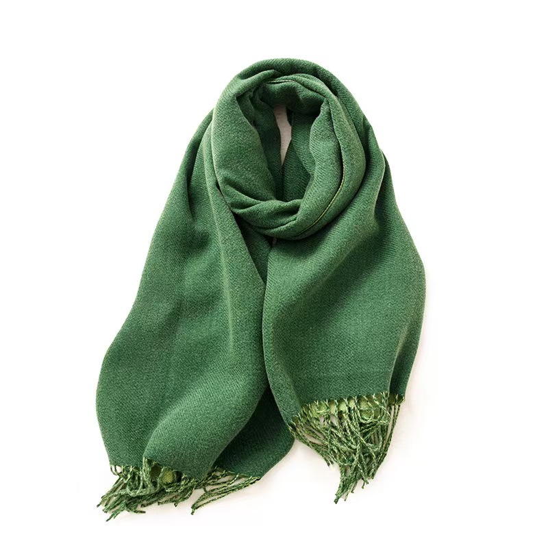 T942 new double-sided solid color macaron scarf for women in winter popular fashion cashmere tassels for warmth
