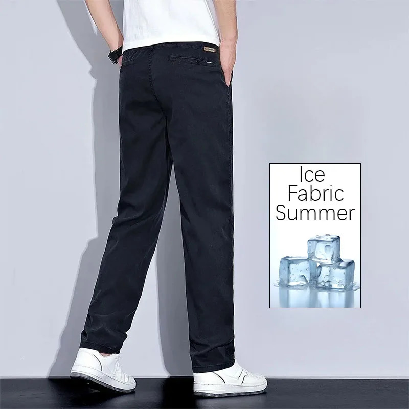 Summer Korean Thin Lyocell Casual Baggy Pants Men Jeans Loose Comfortable Versatile Straight Slimming Mens Trousers Jean 250610