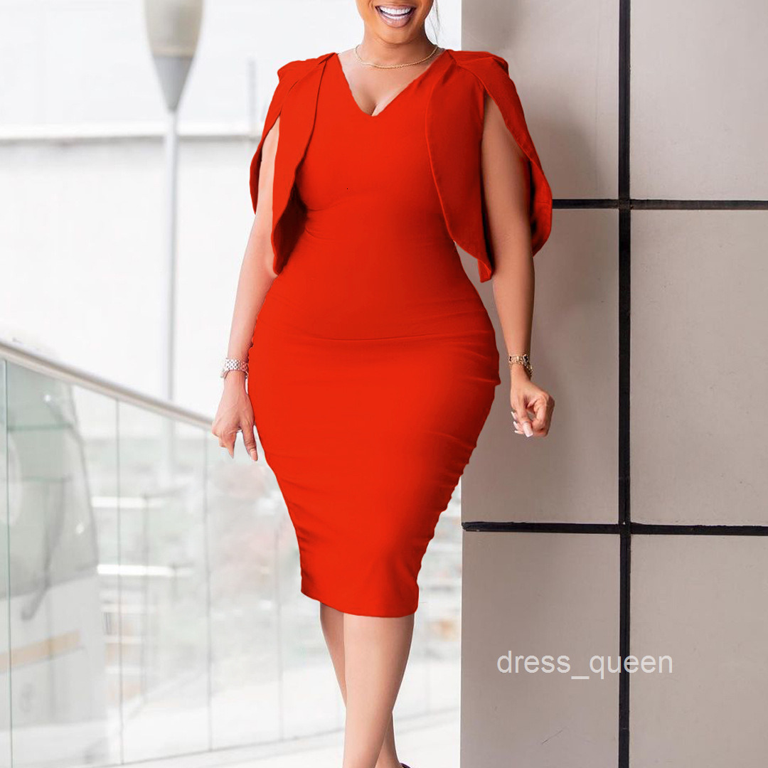 Summer New Fashion Elegant Office Dress Wrap Hip Office Large Dress