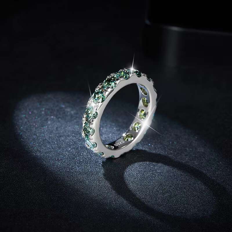 Hip Hop Style round Moissanite Diamond Silver Womens Wedding Ring Lucky Moissanite Man Rings